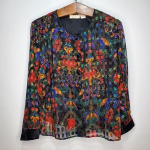Vintage Victoria's Secret Sheer Floral Multicolor Top Women's Size Medium